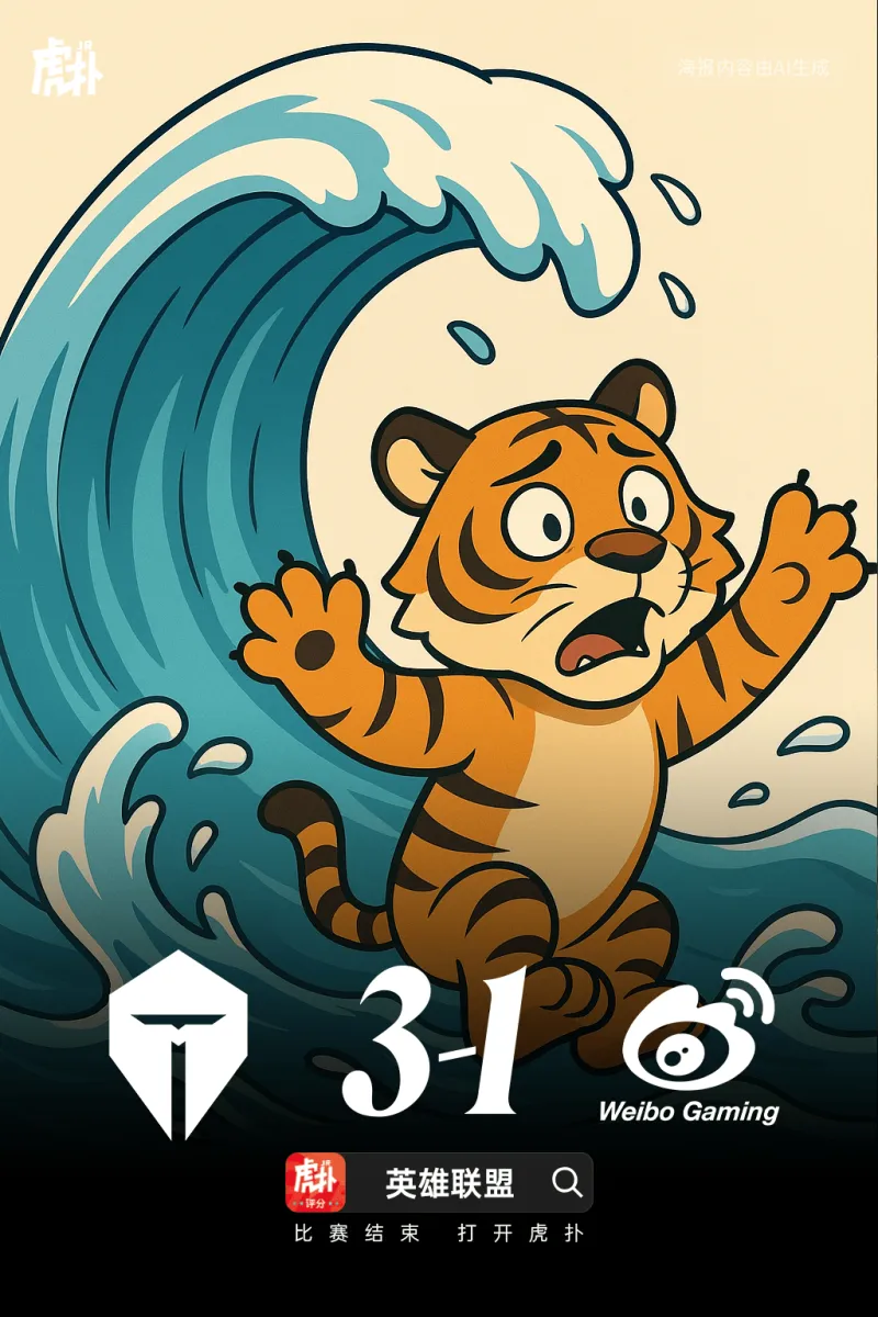 九游娱乐-TES对阵WBG虎扑赛果海报：水·虎·转